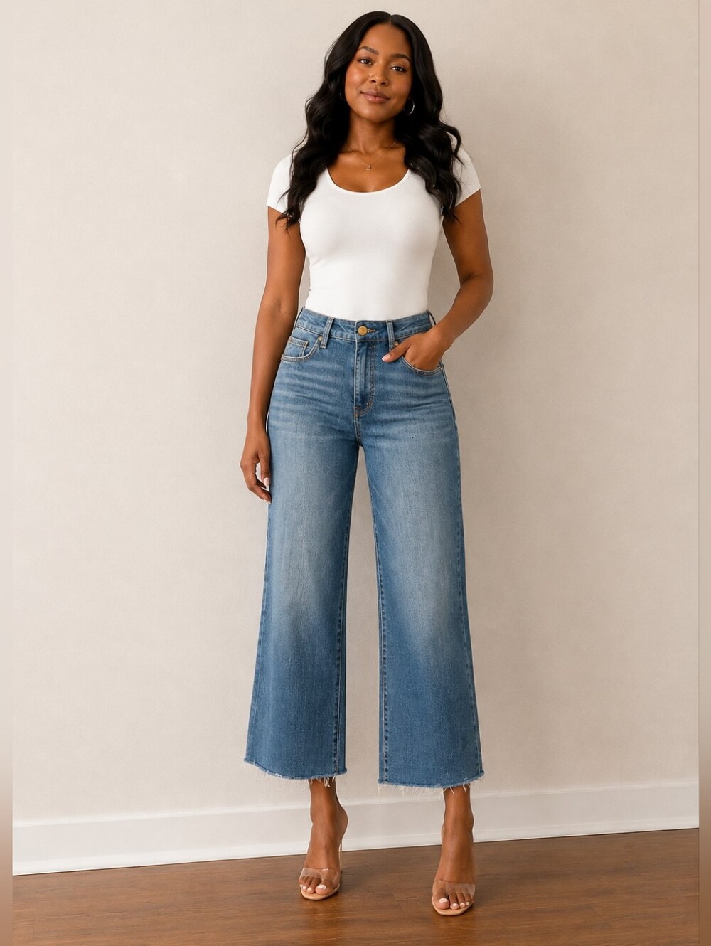 ❤️ NWOT! KUT FROM THE KLOTH MEG FAB AB HIGH RISE WIDE LEG ANKLE JEANS, 0 (25)